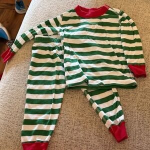 Hanna Andersson Green and White Striped Kids Pajamas